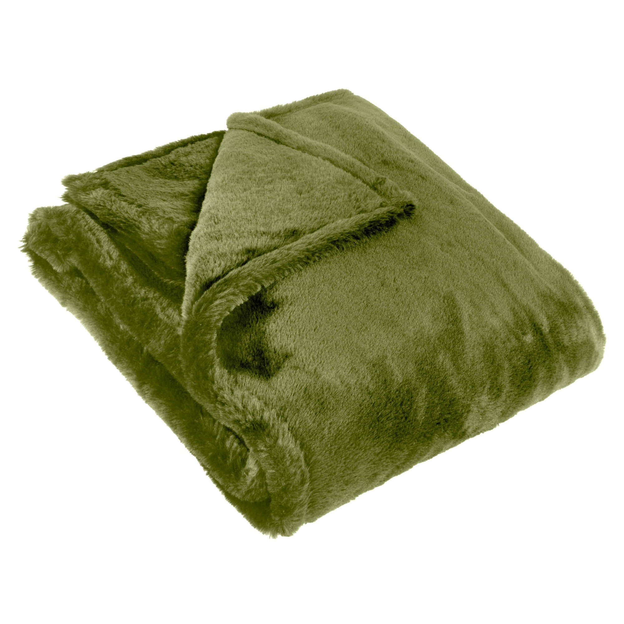 furn. Kallu Faux Fur Olive Double Sided Throw 150 x 200cm - image 3