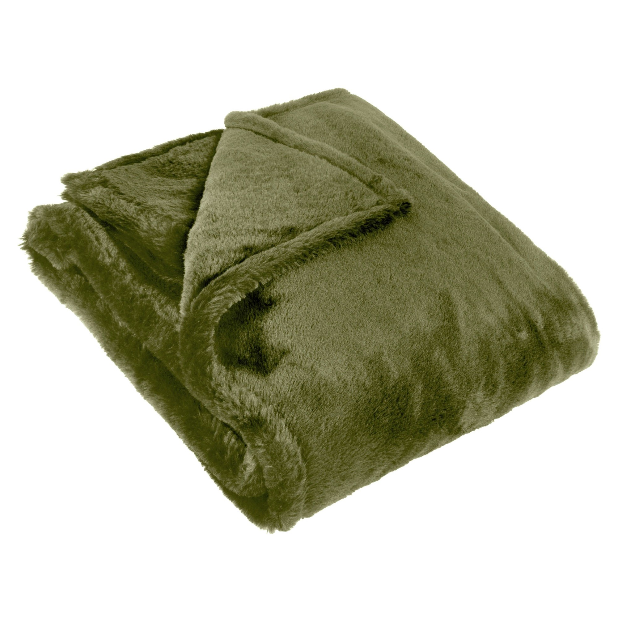 furn. Kallu Faux Fur Olive Double Sided Throw 150 x 200cm - image 4