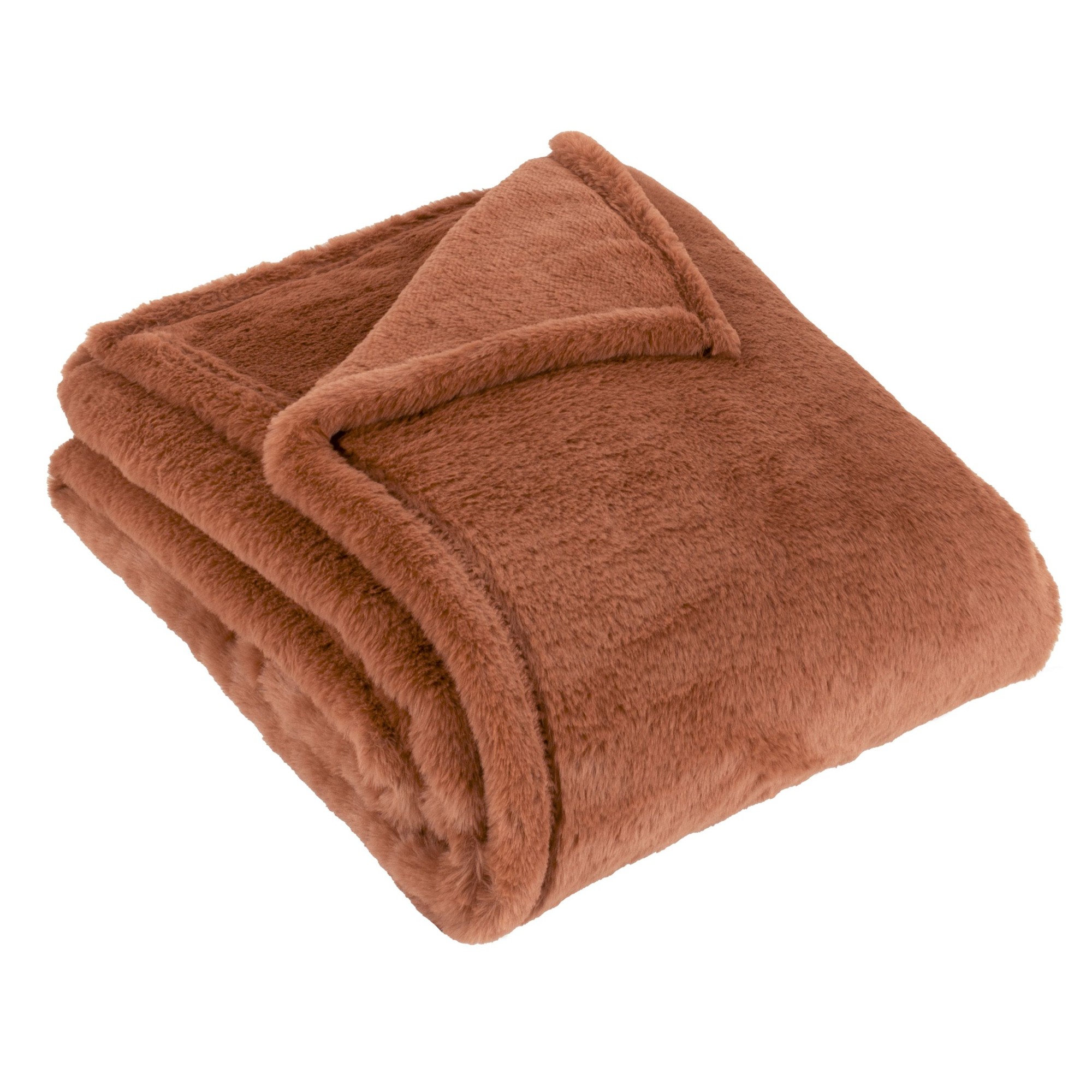 furn. Kallu Faux Fur Rust Double Sided Throw 130 x 180cm - image 3
