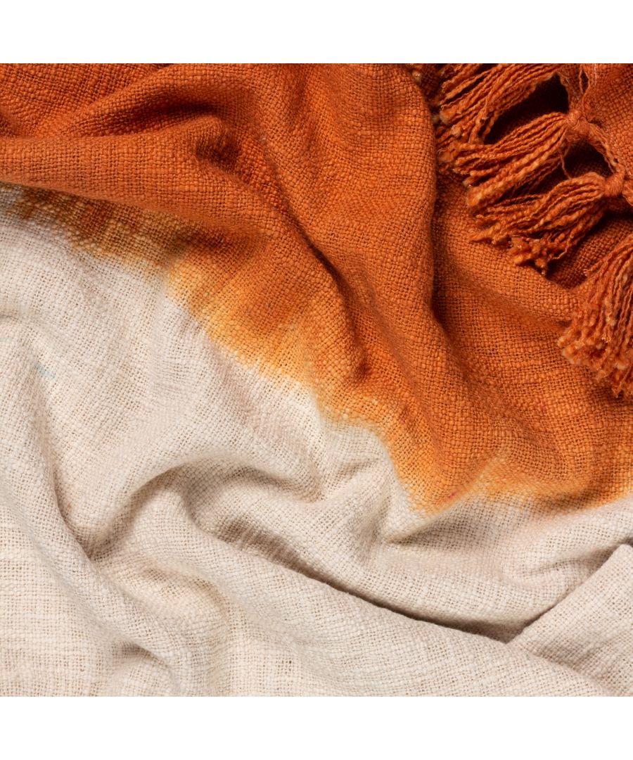 furn. Mizu Amber Dip Dye Tasselled Throw 130 x 170cm - image 2