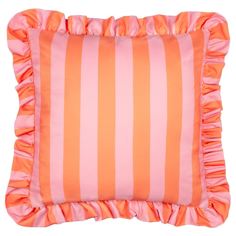 Furn Palm Royale Stripe Ruffle Printed Orange Cushion 50 x 50cm - image 2