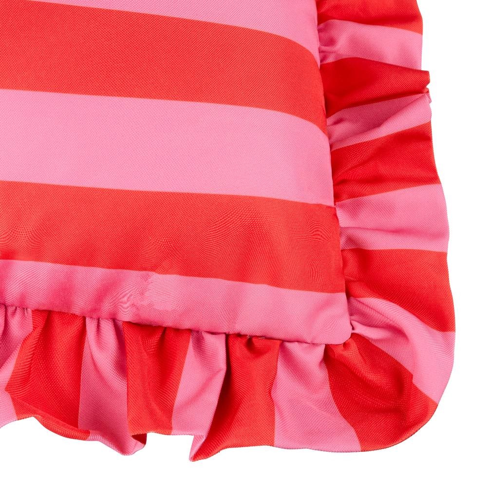 Furn Palm Royale Stripe Ruffle Printed Red Cushion 50 x 50cm - image 4