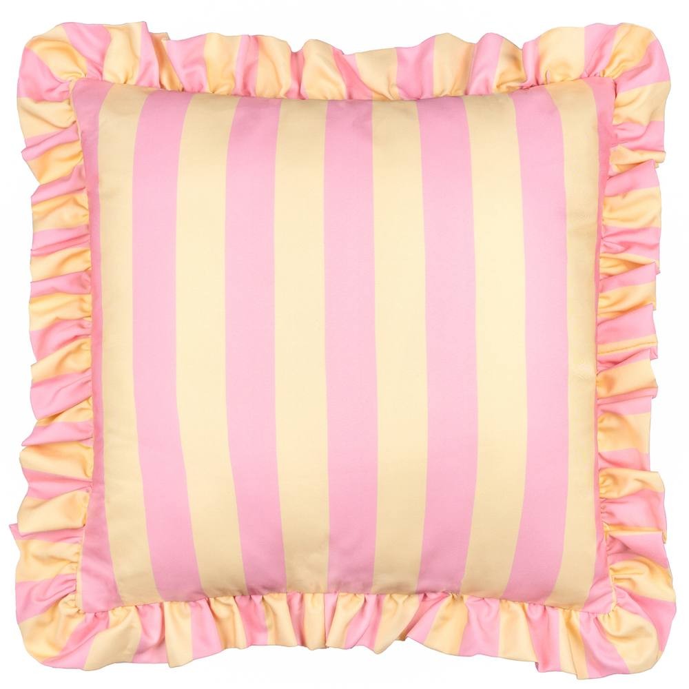 Furn Palm Royale Stripe Ruffle Printed Yellow Cushion 50 x 50cm - image 2