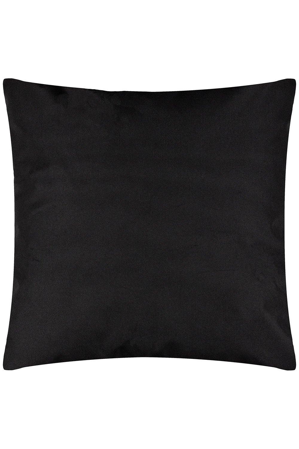 Black reversible outdoor cushion measuring 55cm x 55cm, made from water and UV resistant material, featuring a smooth, sleek surface.