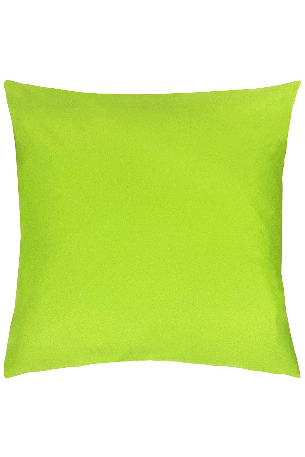 Lime green reversible outdoor cushion, measuring 55cm x 55cm, made from water and UV-resistant material, ideal for outdoor use.