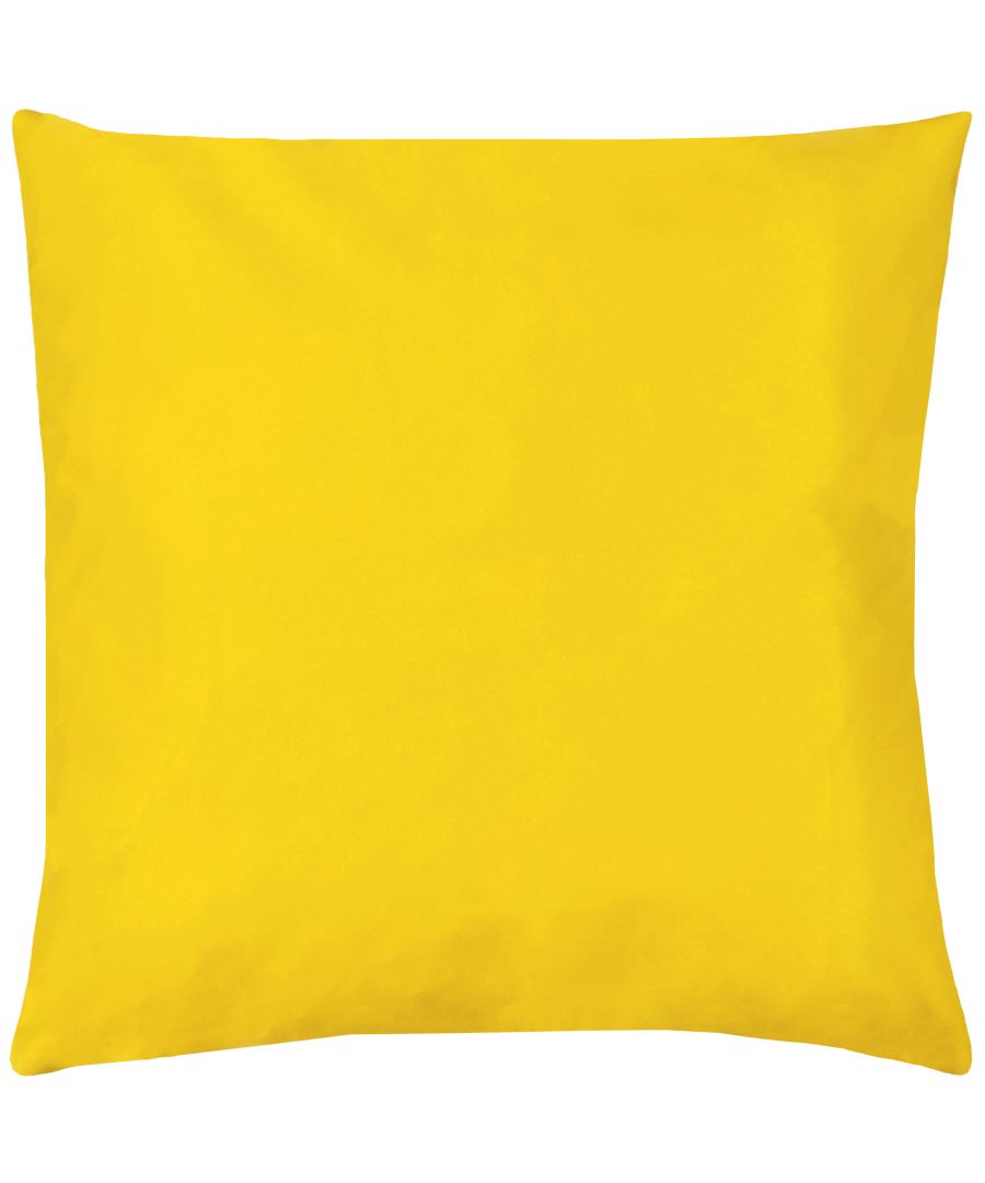 Vibrant yellow outdoor cushion made from water and UV resistant material, featuring a plain design ideal for outdoor furniture.