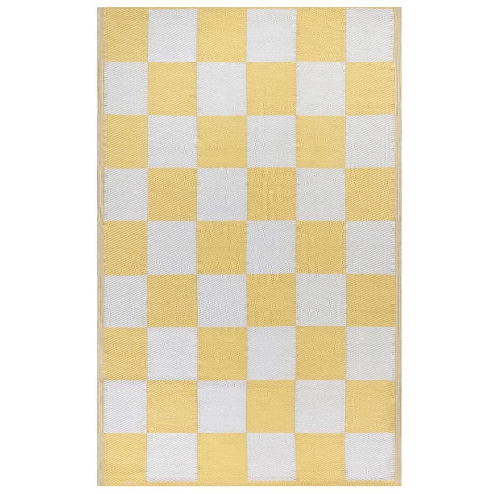 furn. Yellow Checkerboard Recycled Outdoor Rug 120 x 180cm - image 3