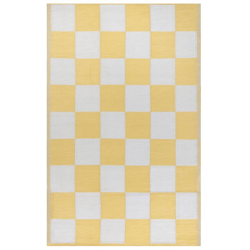 furn. Yellow Checkerboard Recycled Outdoor Rug 120 x 180cm - image 4