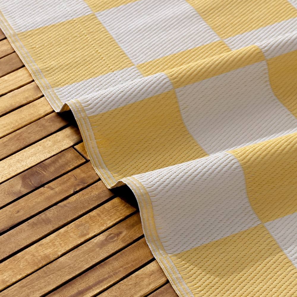furn. Yellow Checkerboard Recycled Outdoor Rug 120 x 180cm - image 5