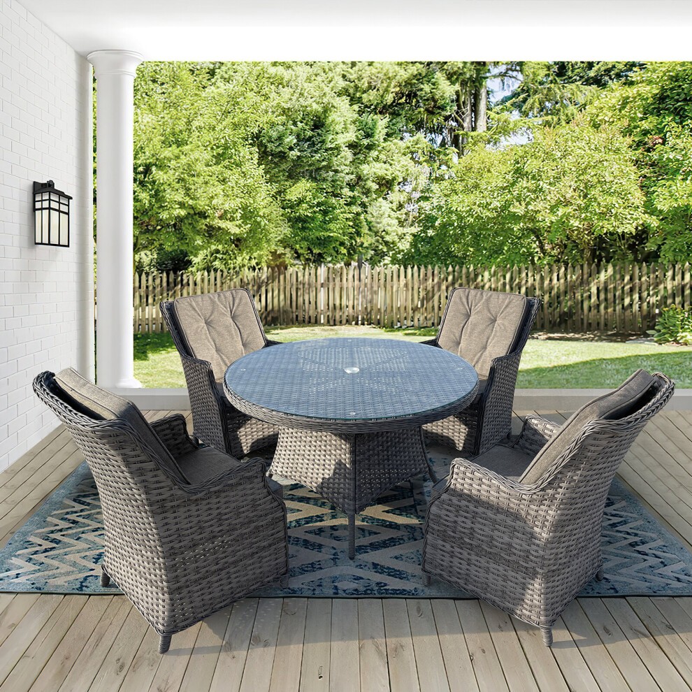 Six-piece modular garden sofa set in mixed brown tones, featuring plush cushions and a sleek design, perfect for outdoor patios.