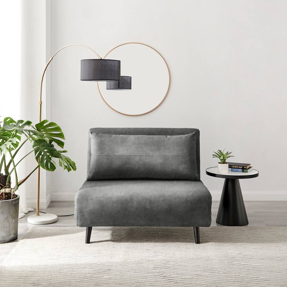 Furniturebox Billie Single Seater Grey Velvet Sofa Bed - image 2