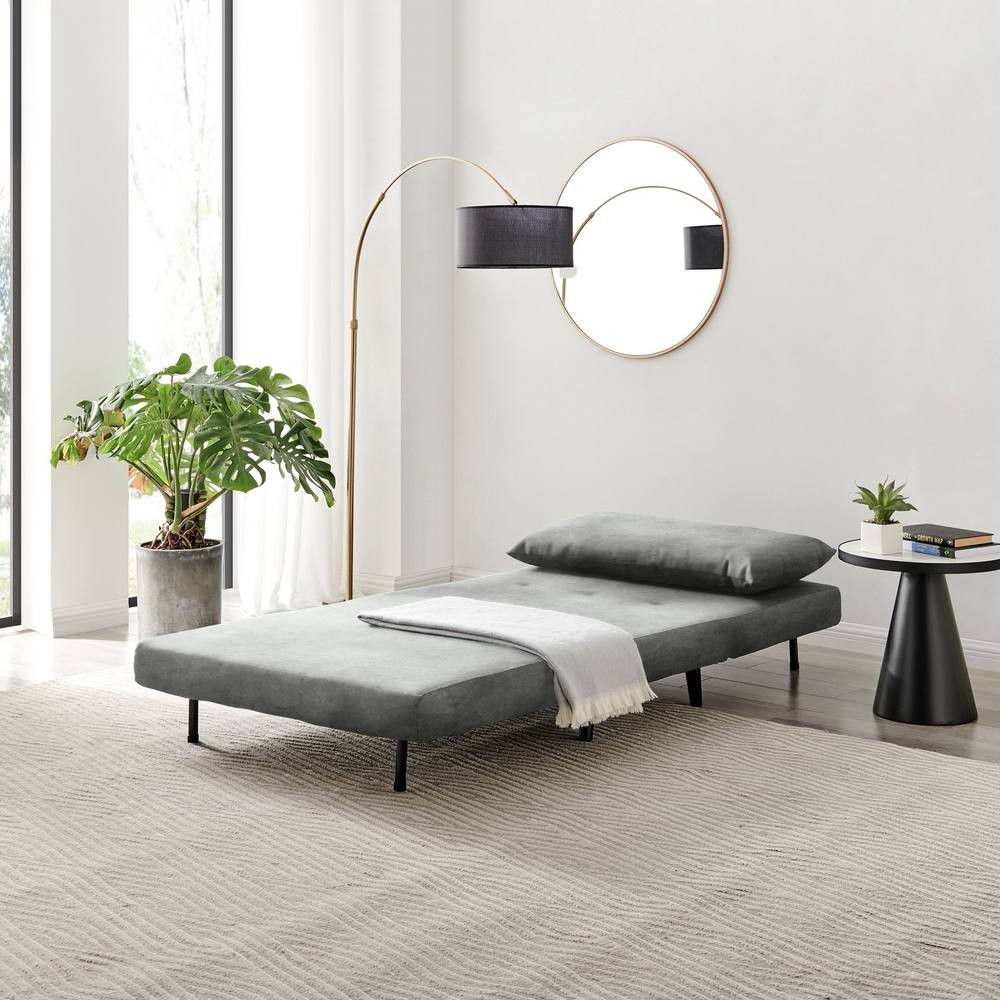 Furniturebox Billie Single Seater Grey Velvet Sofa Bed - image 3