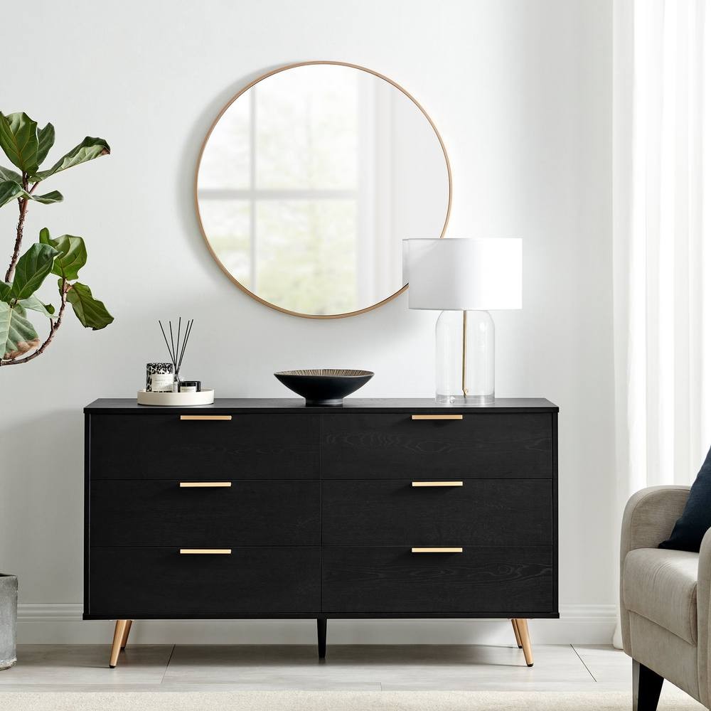 Furniturebox Ivata 6 Drawer Black and Copper Chest of Drawers - image 2