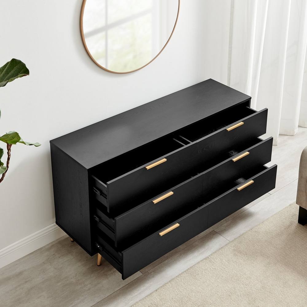 Furniturebox Ivata 6 Drawer Black and Copper Chest of Drawers - image 3