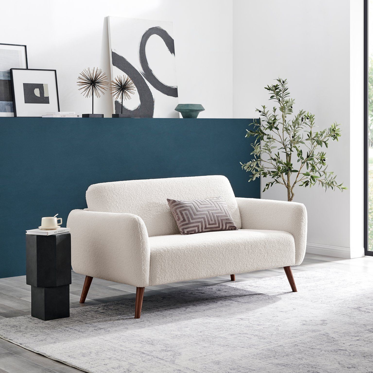 Furniturebox Terry 2 Seater White Boucle Sofa - image 3