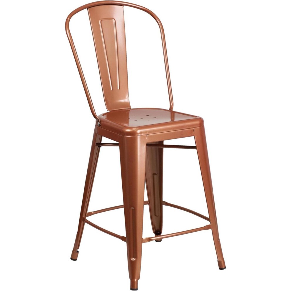 FWStyle Antique Copper Distressed Steel Bar Stool Set of 4 - image 2