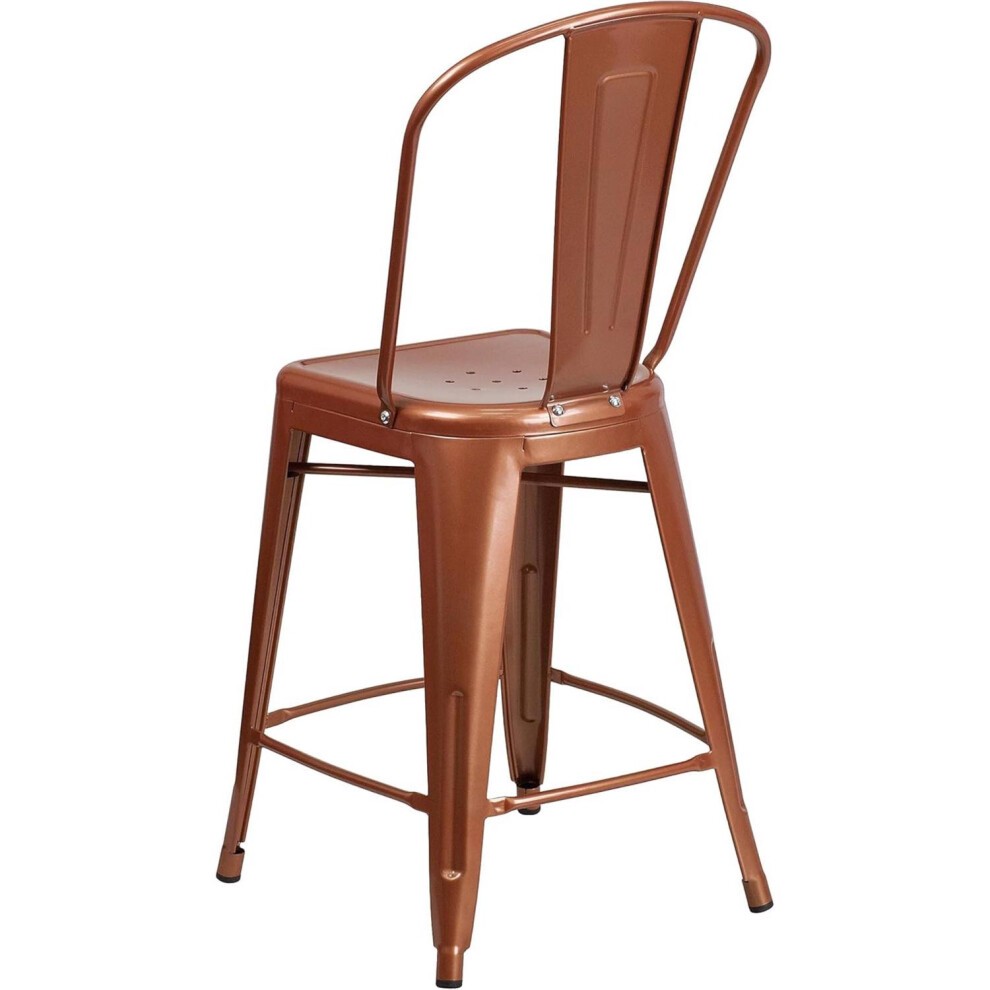 FWStyle Antique Copper Distressed Steel Bar Stool Set of 4 - image 3