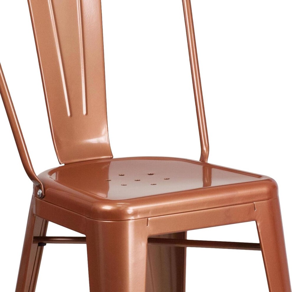 FWStyle Antique Copper Distressed Steel Bar Stool Set of 4 - image 4