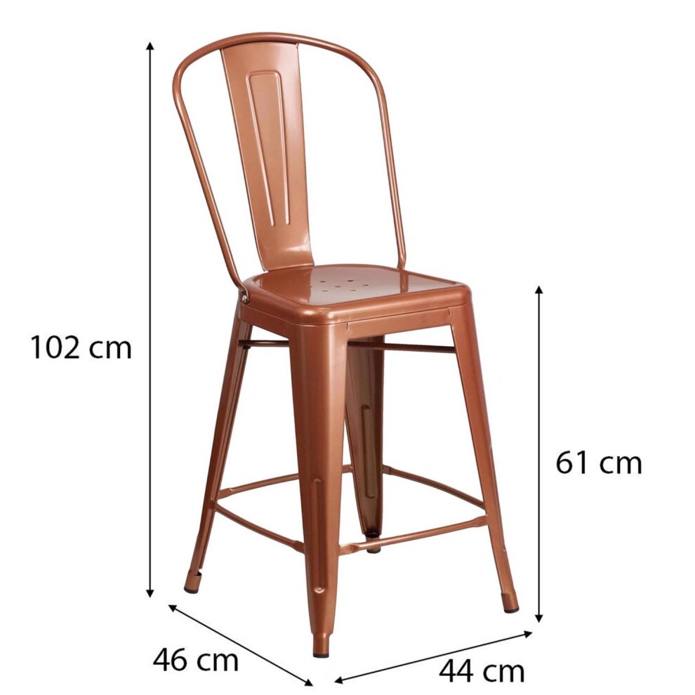 FWStyle Antique Copper Distressed Steel Bar Stool Set of 4 - image 5