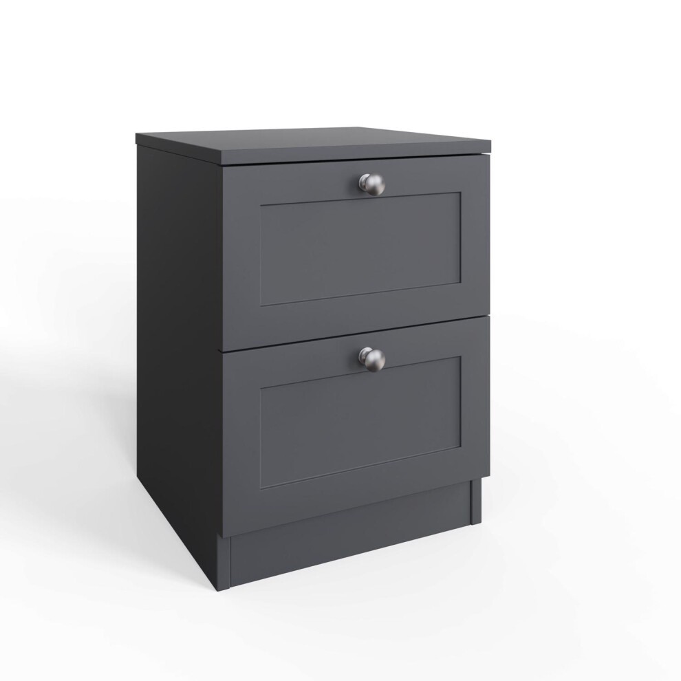 FWStyle Artus Dark Grey 2 Drawer Panelled Bedside Table - image 2