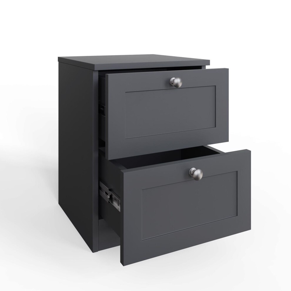 FWStyle Artus Dark Grey 2 Drawer Panelled Bedside Table - image 3