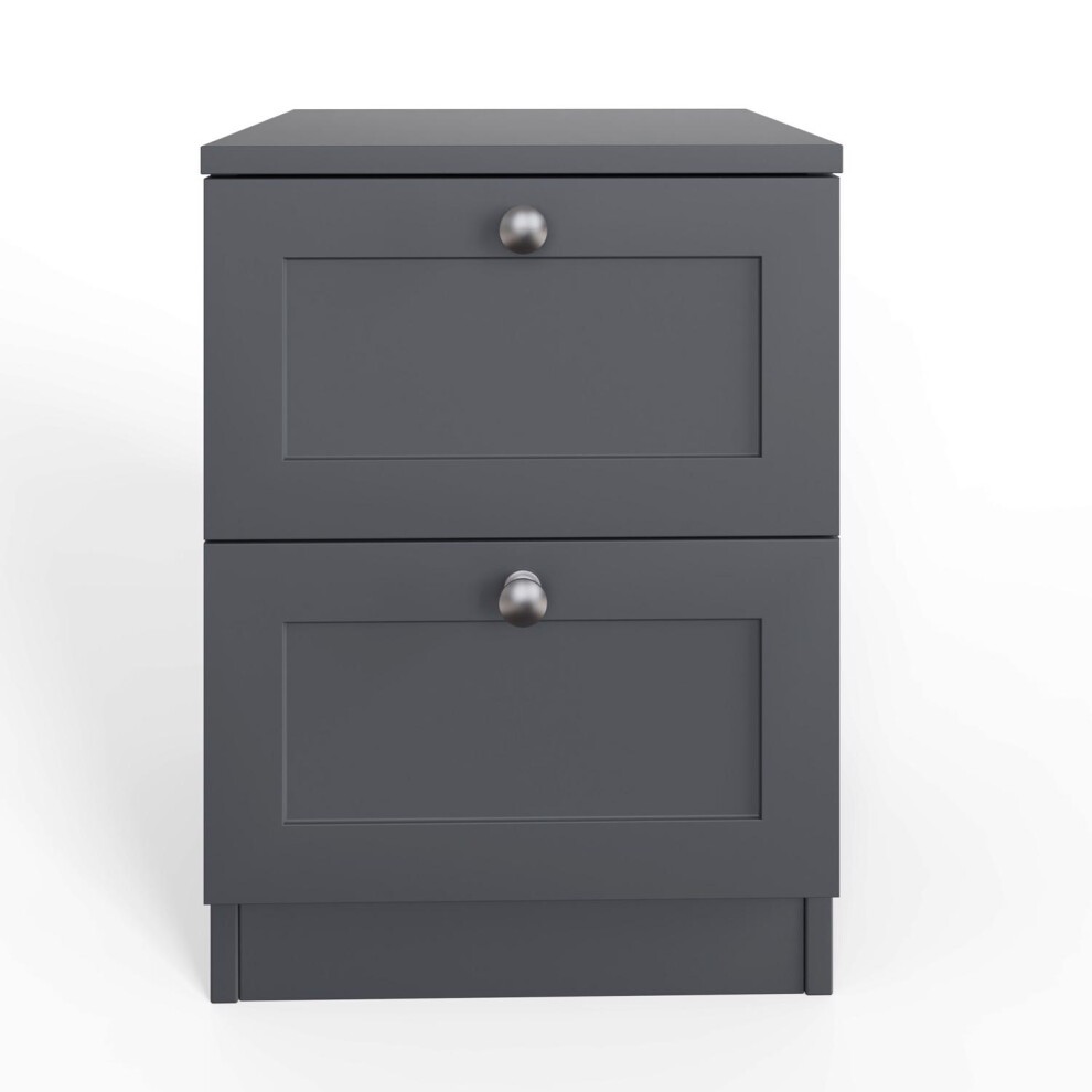 FWStyle Artus Dark Grey 2 Drawer Panelled Bedside Table - image 4