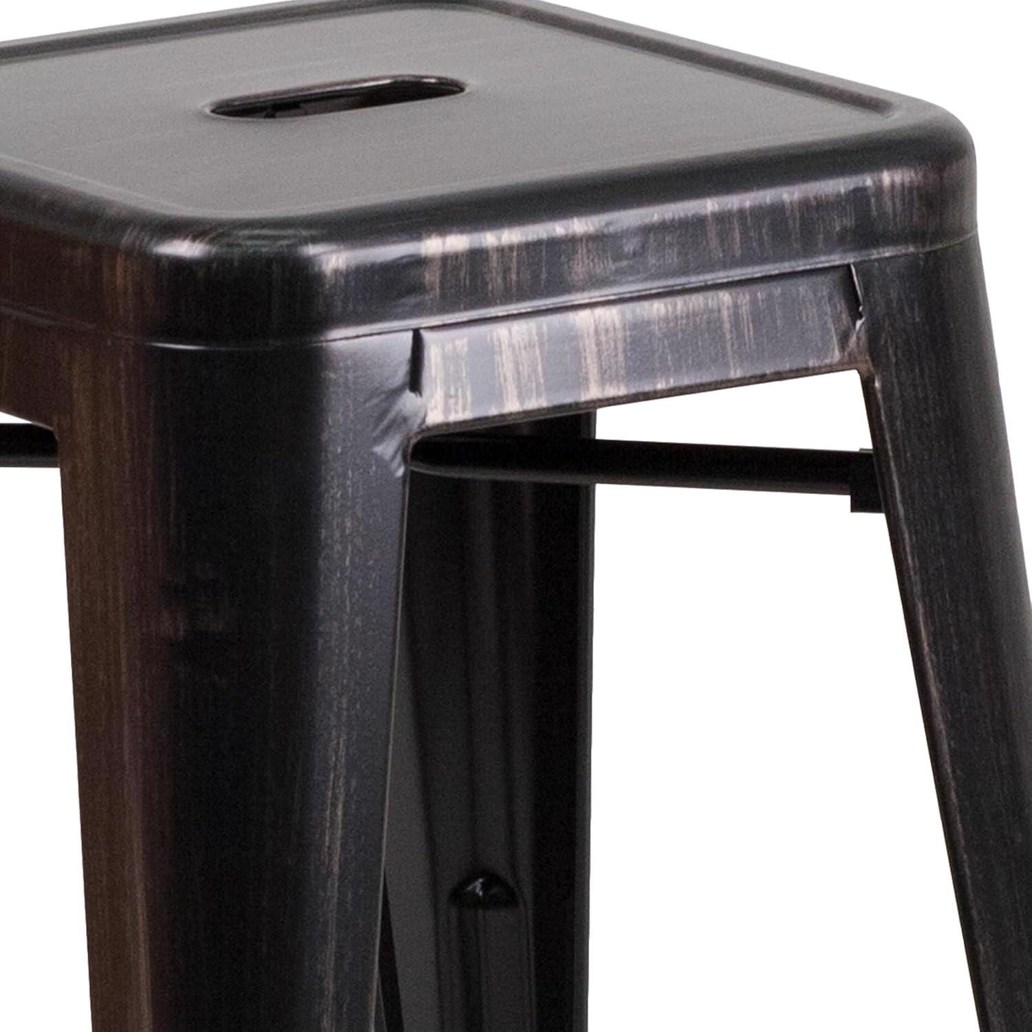 FWStyle Black and Gold Galvanised Steel Ready Assembled Bar Stools 24 inch Set of 4 - image 4