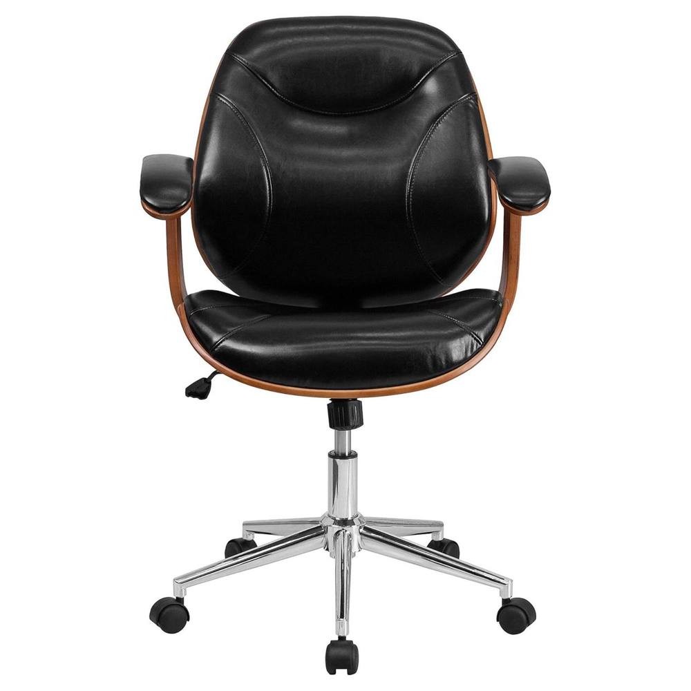 FWStyle Black and Walnut Faux Leather Executive Office Chair - image 2