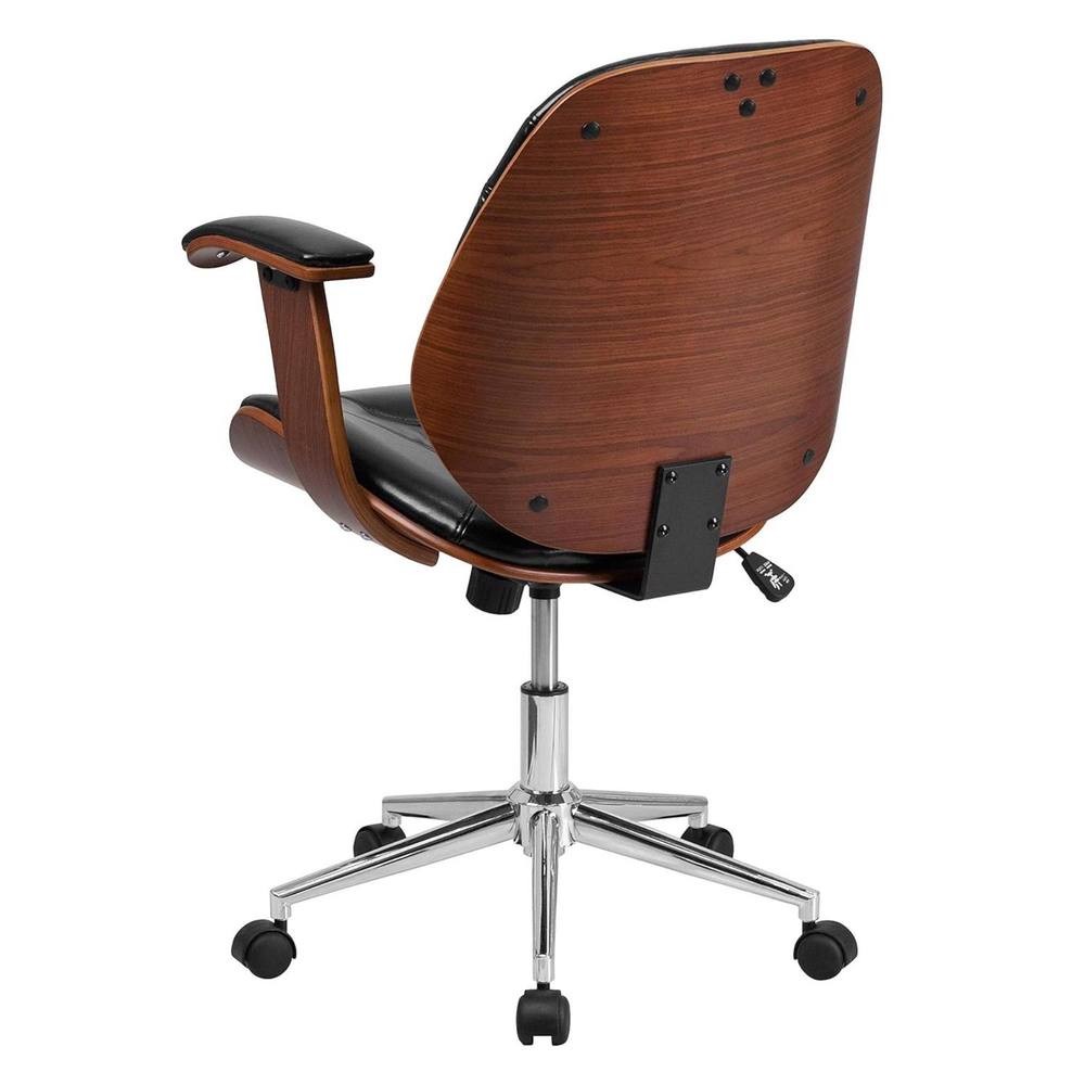 FWStyle Black and Walnut Faux Leather Executive Office Chair - image 3