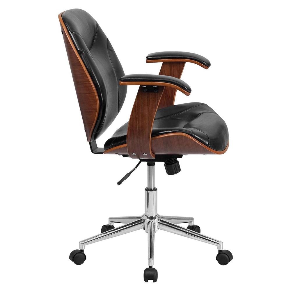 FWStyle Black and Walnut Faux Leather Executive Office Chair - image 4