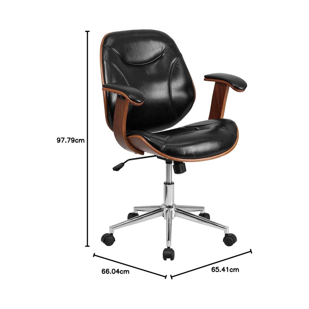 FWStyle Black and Walnut Faux Leather Executive Office Chair - image 5