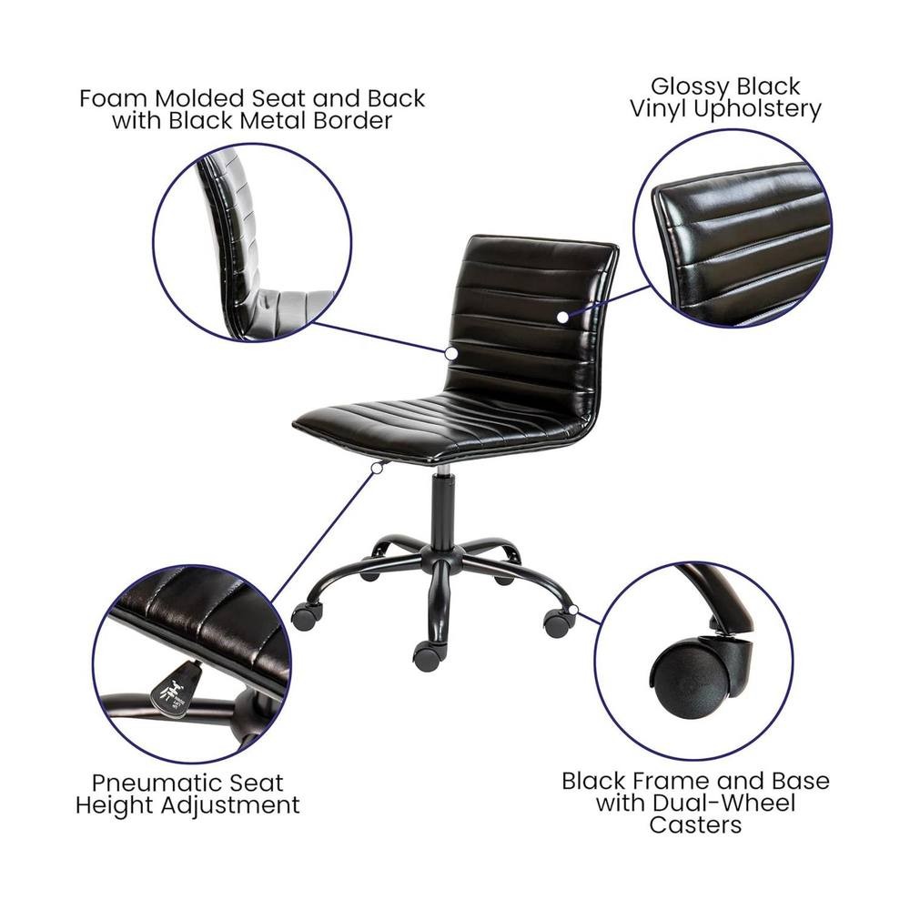 FWStyle Black Faux Leather Ribbed Office Chair - image 2
