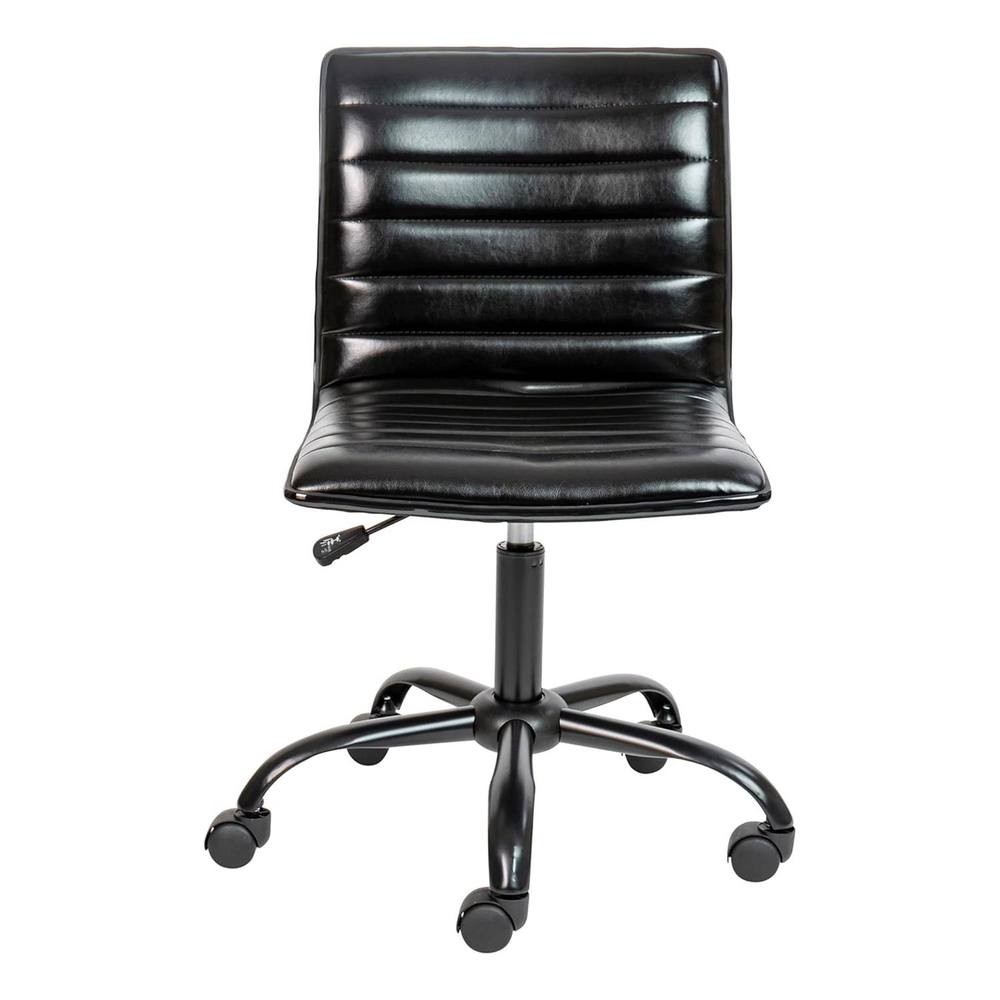 FWStyle Black Faux Leather Ribbed Office Chair - image 3