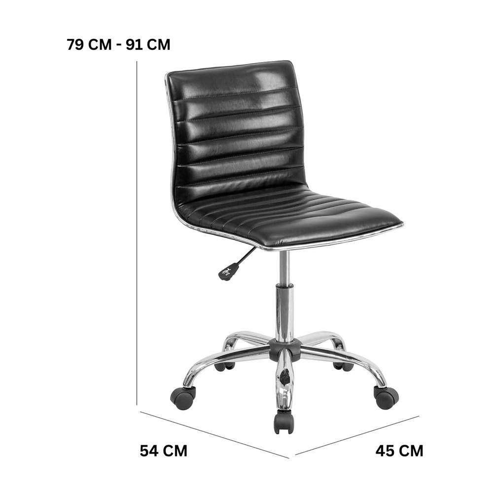 FWStyle Black Faux Leather Ribbed Office Chair - image 4