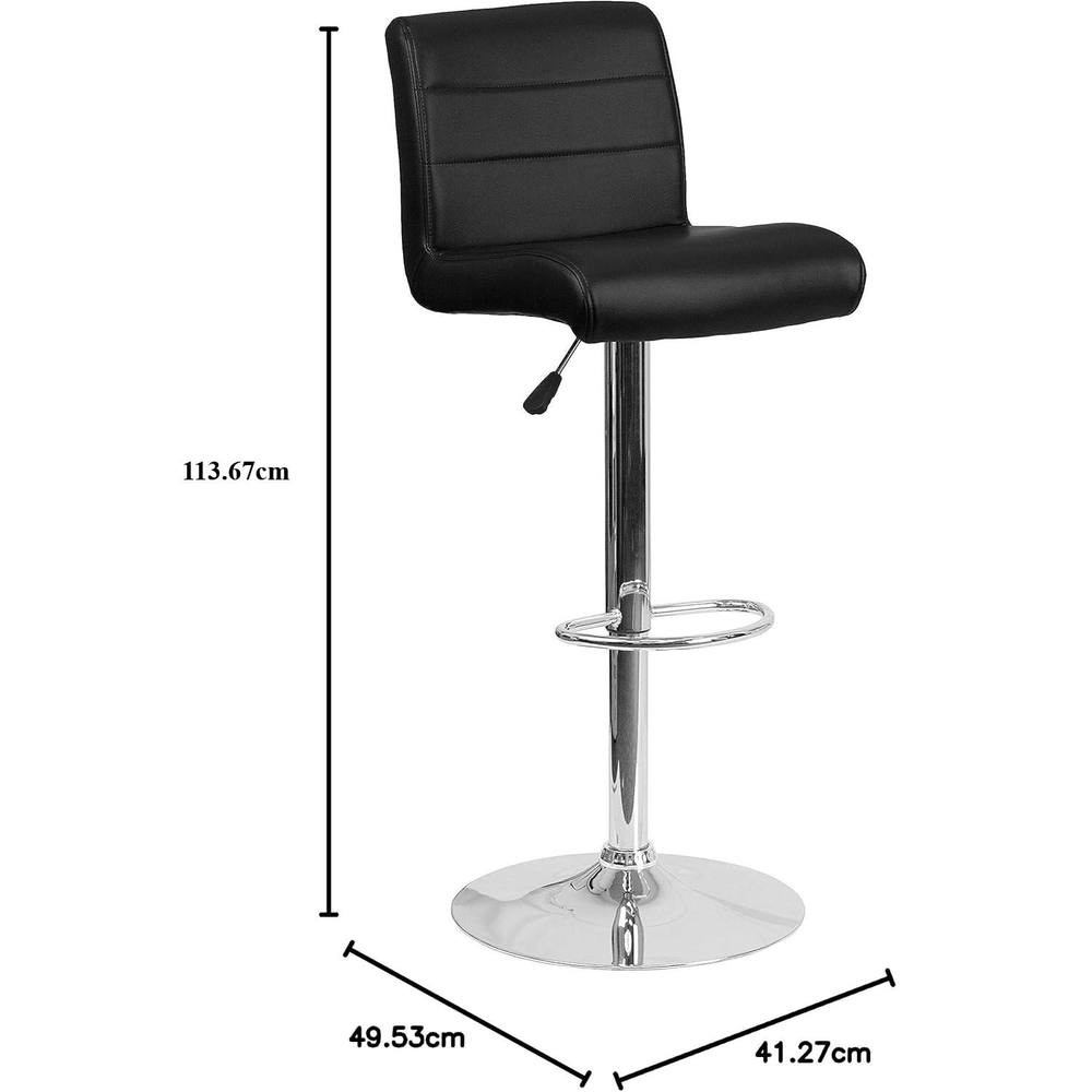 FWStyle Black Faux Leather Waterfall Bar Stool Set of 2 - image 4