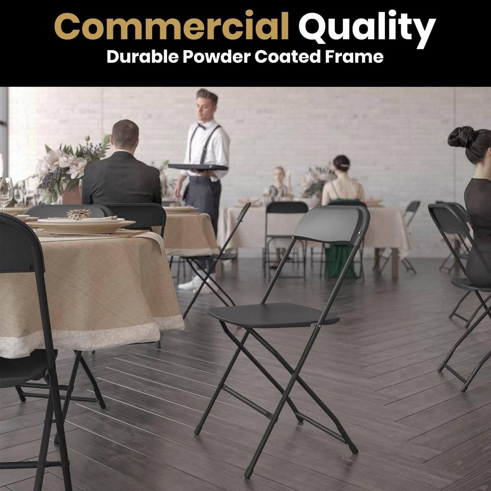 FWStyle Black Folding Plastic Chair Set of 10 - image 2