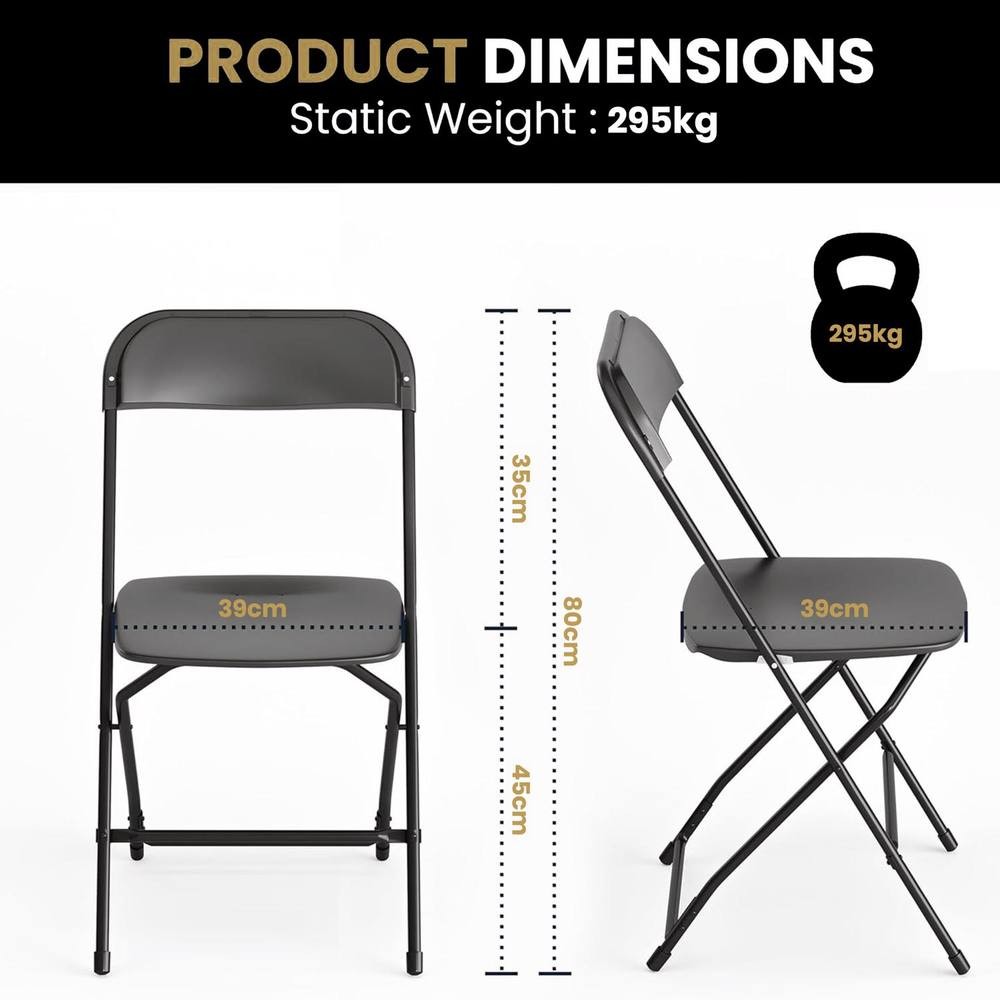 FWStyle Black Folding Plastic Chair Set of 10 - image 5