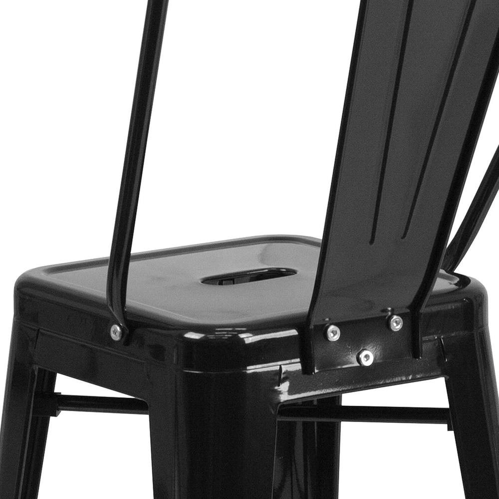 FWStyle Black Galvanised Steel Ready Assembled Bar Chairs 24 inch Set of 4 - image 3
