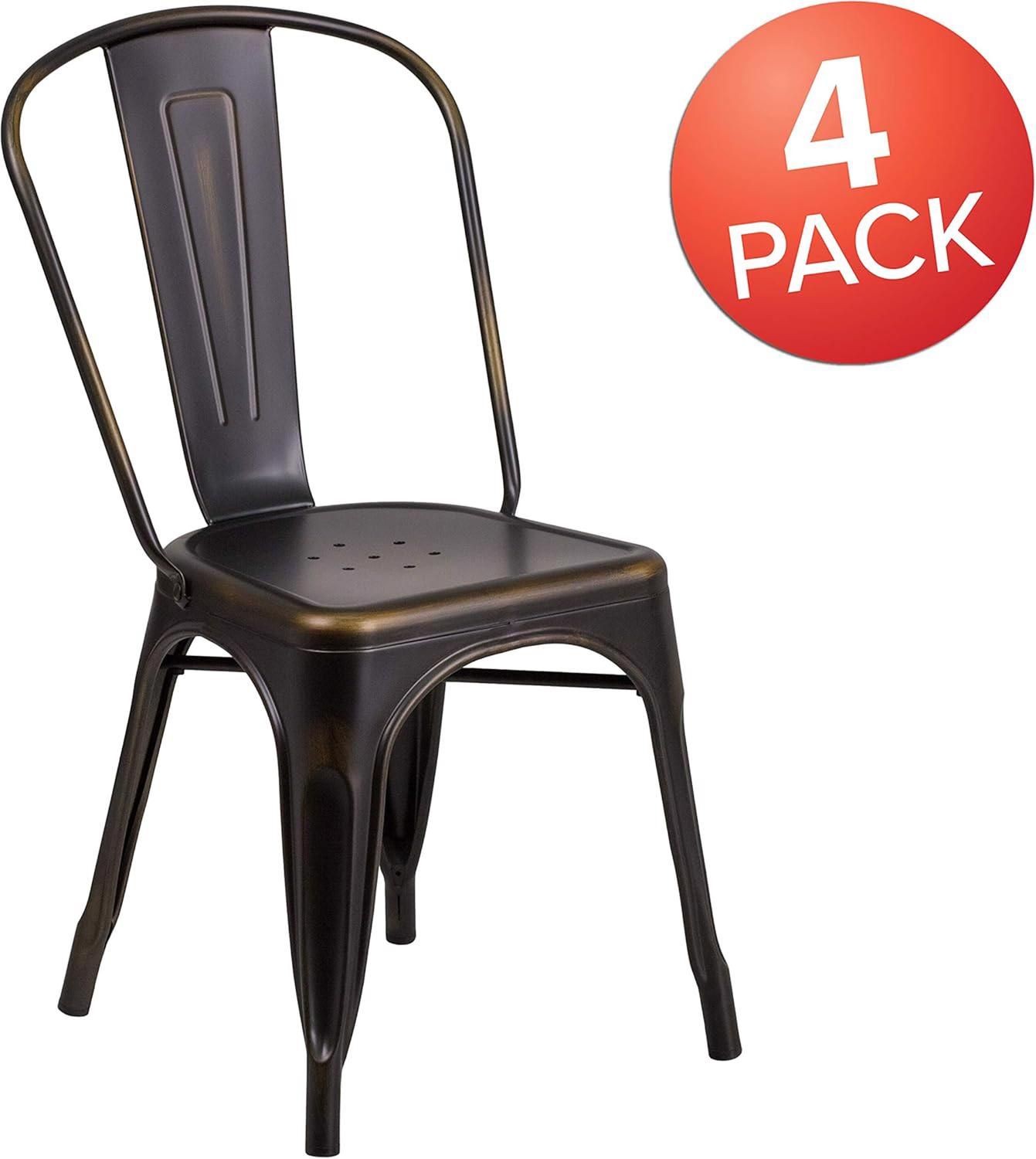 FWStyle Copper Galvanised Steel Ready Assembled Dining Chairs Set of 4 - image 3