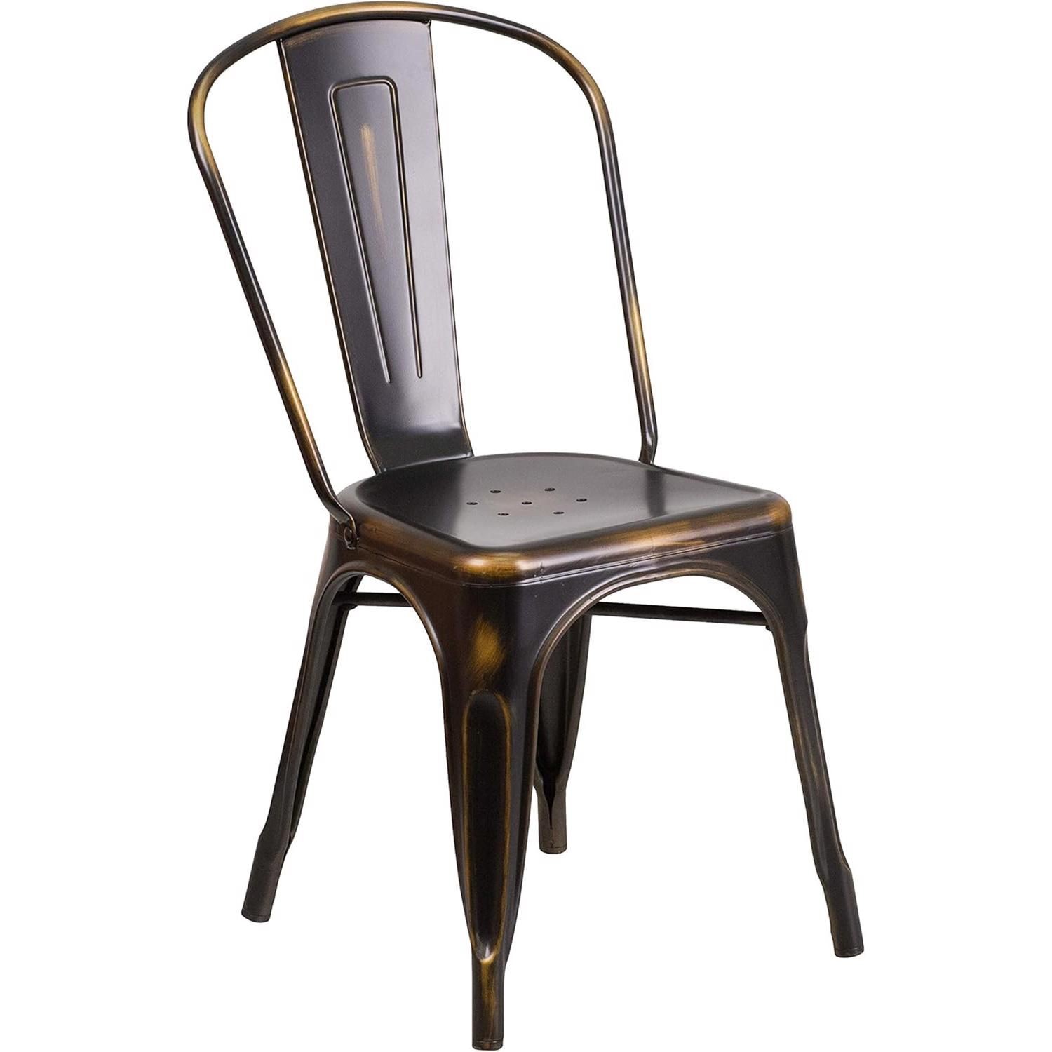 FWStyle Copper Galvanised Steel Ready Assembled Dining Chairs Set of 4 - image 4