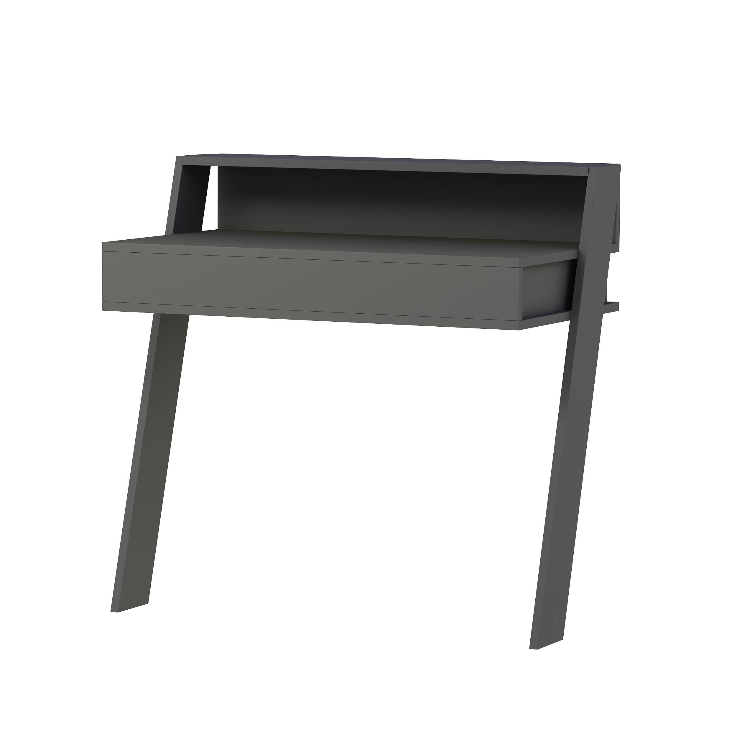 Modern wall-mounted desk in anthracite grey, featuring a sleek design with a single drawer, measuring 94 cm in width, made from durable materials.