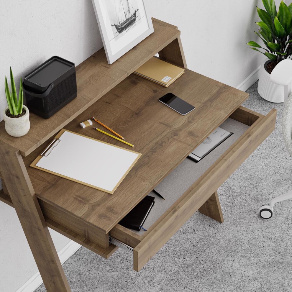 FWStyle Cowork Dark Oak Single Drawer Wall Mounted Office Desk - image 2