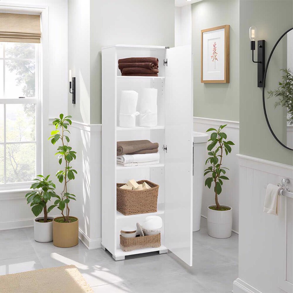 FWStyle Gloss White Single Door 5 Tier Storage Cabinet - image 2