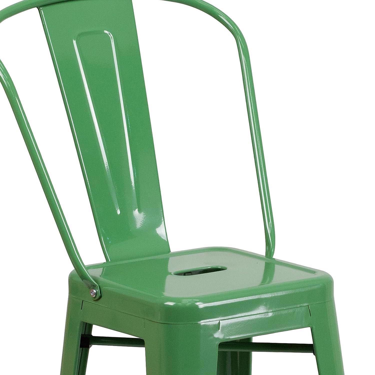 FWStyle Green Galvanised Steel Ready Assembled Bar Chairs 24 inch Set of 4 - image 4