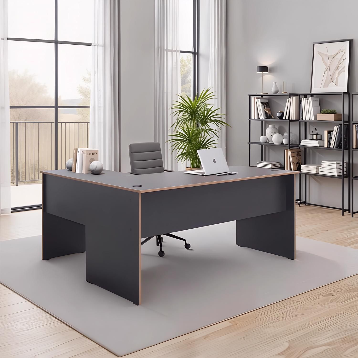 FWStyle Grey and Oak L-Shape Corner Study Desk - image 2