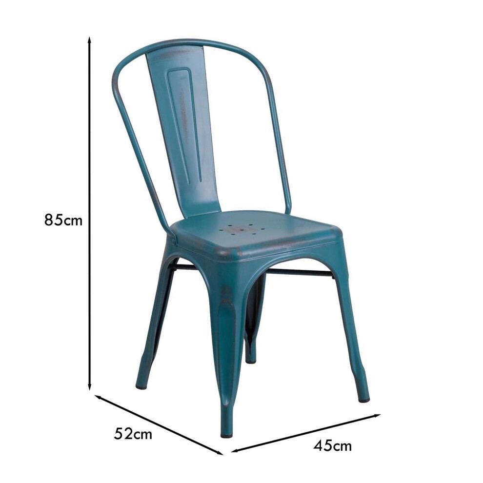 FWStyle Kelly Blue Distressed Steel Stackable Chair Set of 4 - image 5