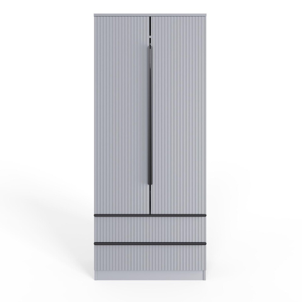 FWStyle Lania 2 Door 2 Drawer Dark Grey Scalloped Wardrobe - image 3