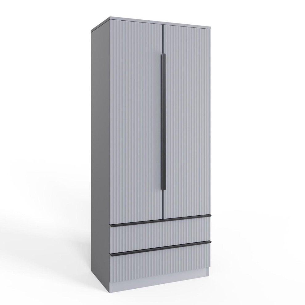 FWStyle Lania 2 Door 2 Drawer Dark Grey Scalloped Wardrobe - image 4