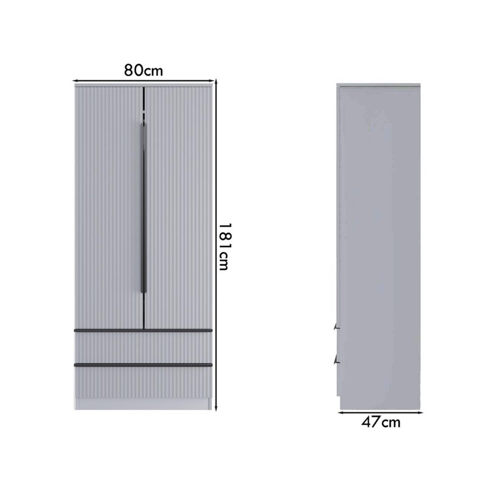 FWStyle Lania 2 Door 2 Drawer Dark Grey Scalloped Wardrobe - image 5