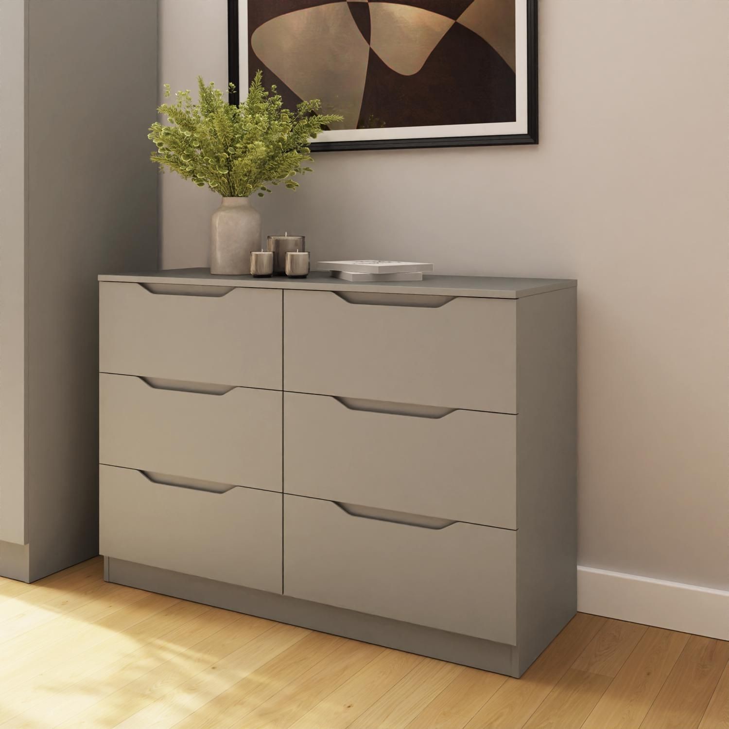 FWStyle Luno Brown 6 Drawer Modern Wide Chest of Drawers - image 2